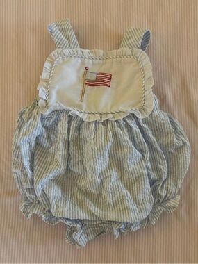 Little English Ava Romper with Flag Embroidery
